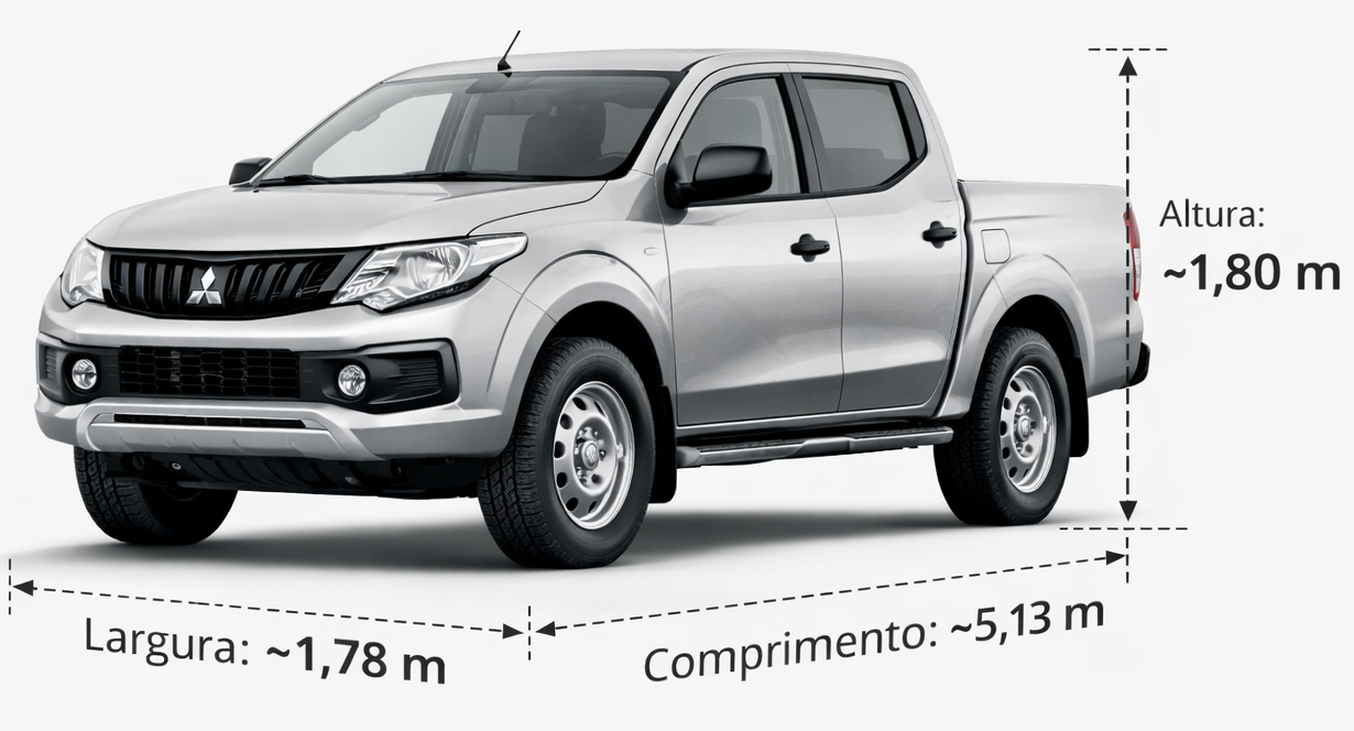 Dimensões exteriores Mitsubishi L200